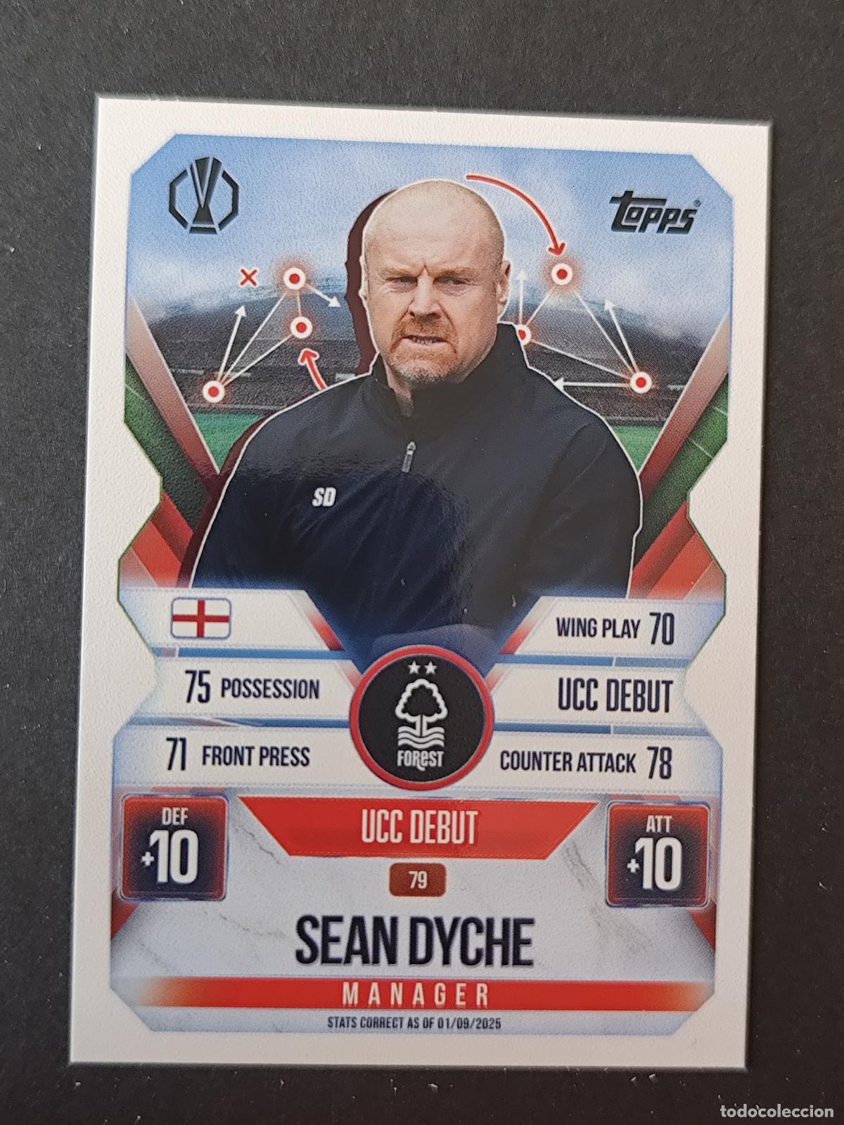 Cromos de f&uacute;tbol: 79 SEAN DYCHE NOTTINGHAM FOREST MANAGER MATCH ATTAX EXTRA 2025 2026 25 26 TOPPS