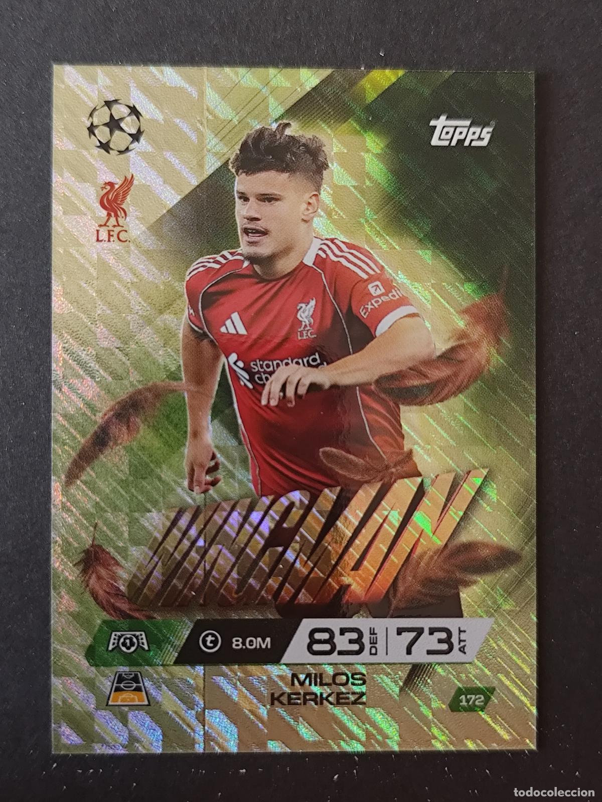 Cromos de Futebol: 172 MILO&Scaron; KERKEZ LIVERPOOL WINGMAN MATCH ATTAX EXTRA 2025 2026 25 26 TOPPS