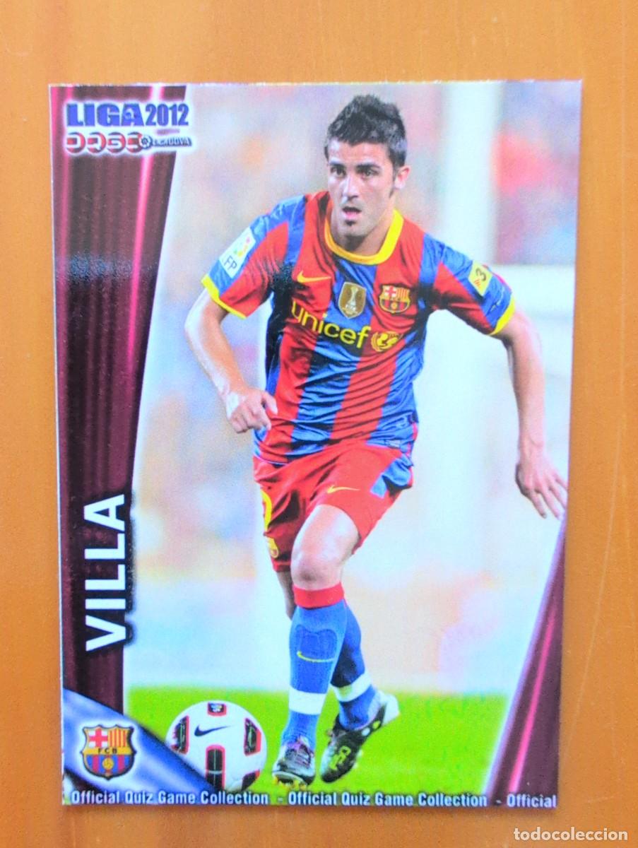 Cromos de F&uacute;tbol: 21 David Villa, FC Barcelona, Mundicromo Sport Fichas Quiz de la Liga 2011 2012 11 12