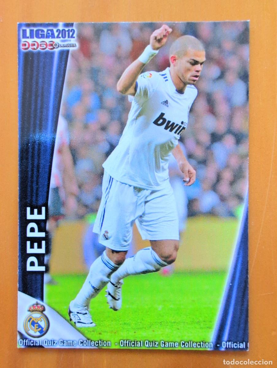 Football Stickers: 34 Pepe, Real Madrid, ERROR Kleper, Mundicromo Sport Fichas Quiz de la Liga 2011 2012 11 12