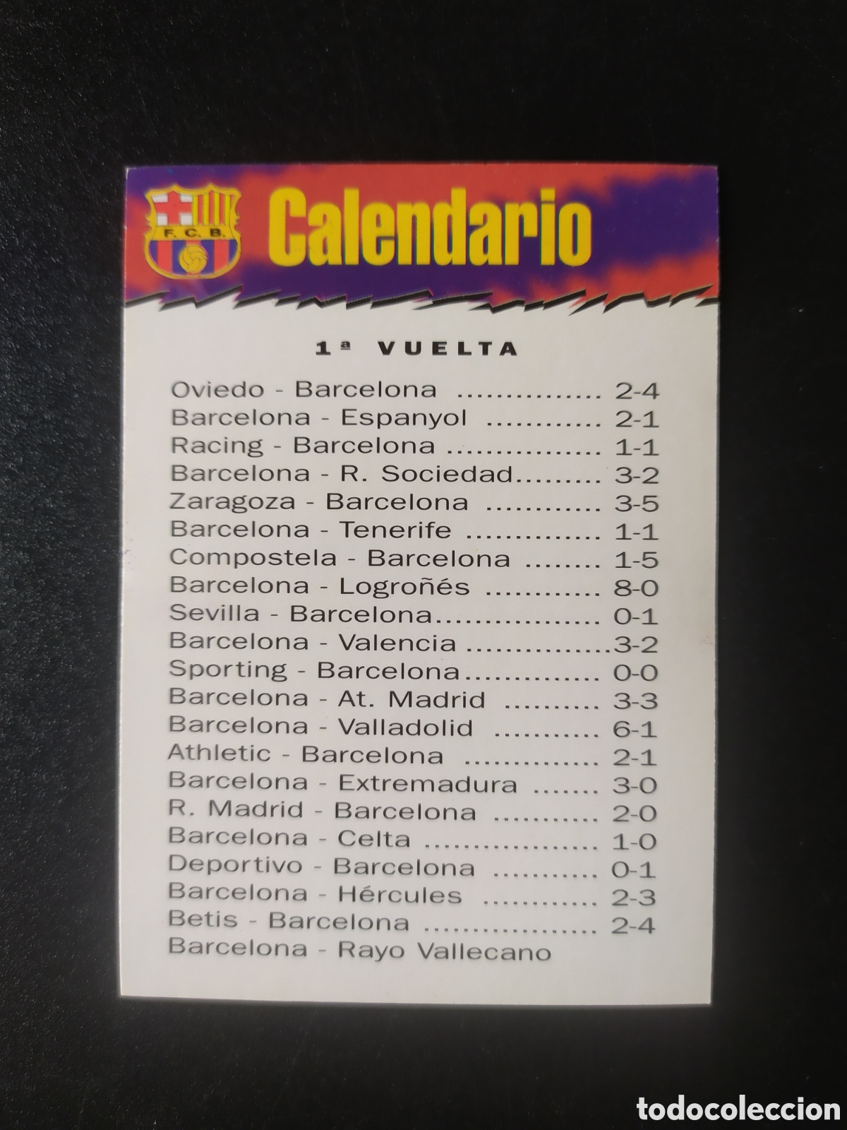 Figurine di Calcio: Colecci&oacute;n oficial FC Barcelona 1996 1997 96 97 panini calendario n&ordm; 123