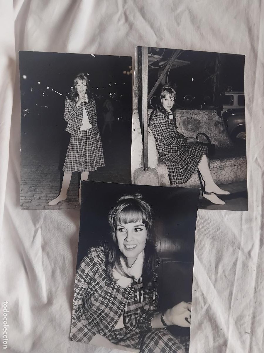 Cromos de F&uacute;tbol: 3 FOTOGRAFIAS DE ANTONELLA LUALDI EN BARCELONA. FOTO REPORTAJE JOSE E. PUENTE. 13 X 17,50 CM.