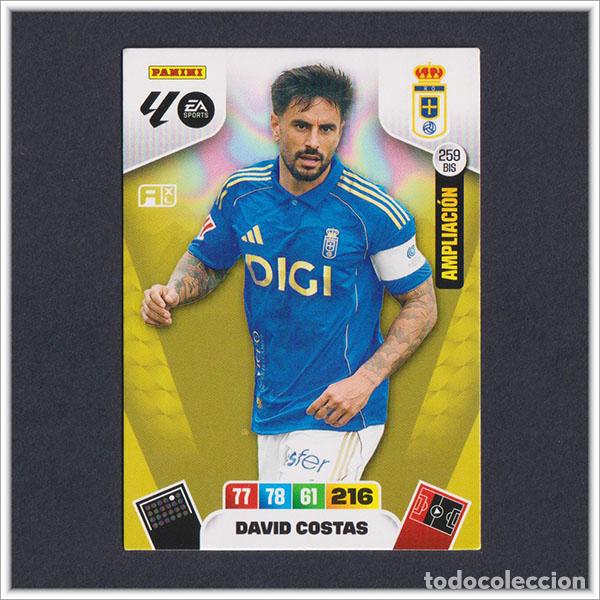 Cromos de f&uacute;tbol: ADRENALYN XL 2025 2026 25 26 PANINI DAVID COSTAS 259 BIS AMPLIACI&Oacute;N OVIEDO LIGA COLECCI&Oacute;N ALBUM