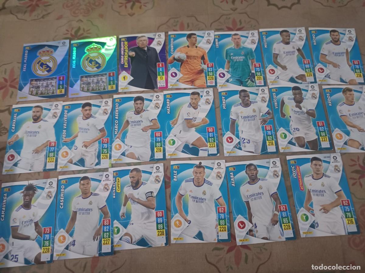 Cromos de F&uacute;tbol: 20 Cartas de la colecci&oacute;n Adrenalyn 2021-2022 del Real Madrid.