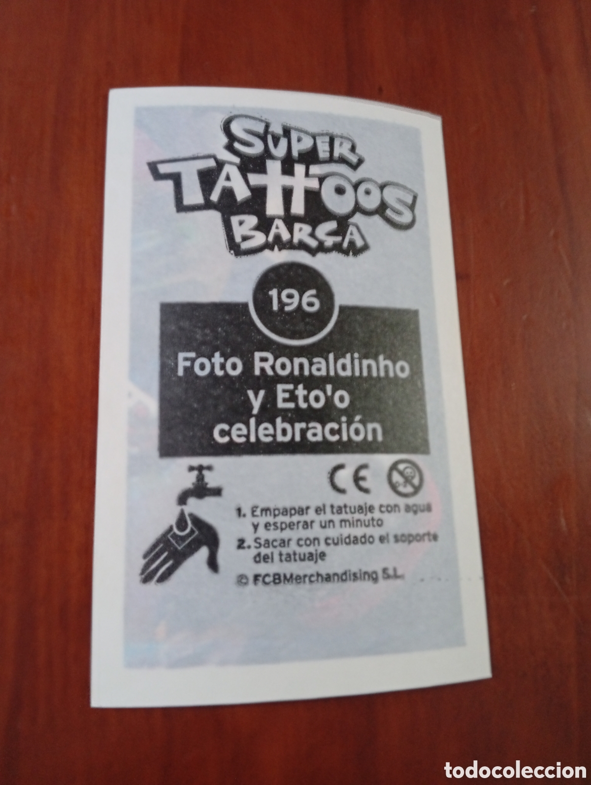 Cromos de F&uacute;tbol: CROMO SUPER TATTOOS BAR&Ccedil;A BARCA FUTBOL N &ordm; 196 FOTO RONALDINHO Y ETO&acute;O CELEBRACION CALCOMANIA TATUAJ