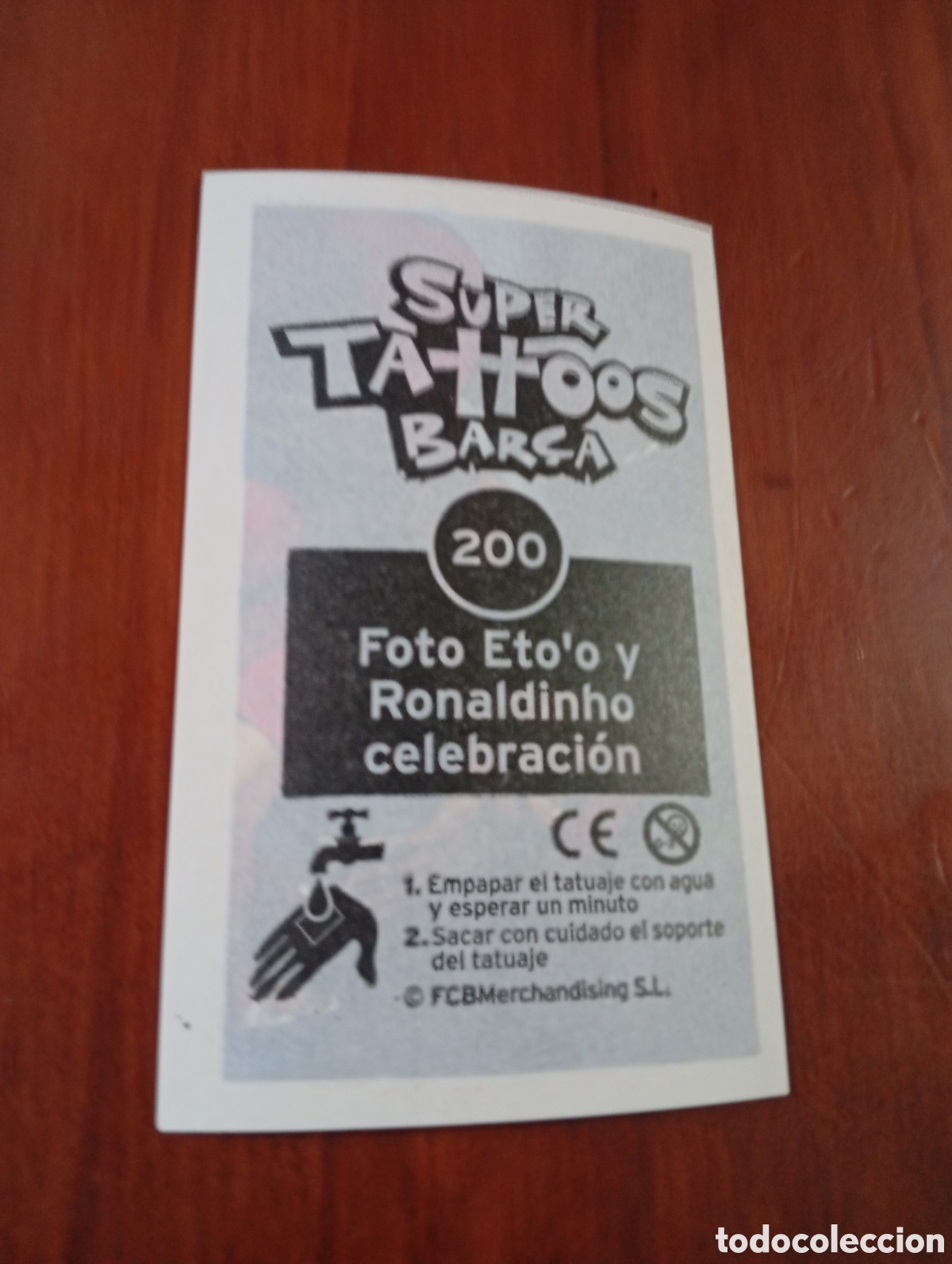 Cromos de F&uacute;tbol: CROMO SUPER TATTOOS BAR&Ccedil;A BARCA FUTBOL N &ordm; 200 FOTO ETO&acute;O Y RONALDINHO CELEBRACION CALCOMANIA
