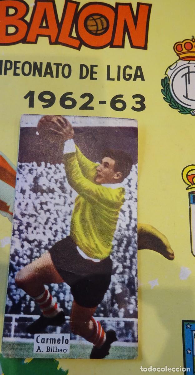 Cromos de F&uacute;tbol: CARMELO, ATL&Eacute;TICO BILBAO, MAGOS DEL BAL&Oacute;N, CAMPEONATO DE LIGA 1962-63, EDIT. TRIUNFO, NUNCA PEGADO