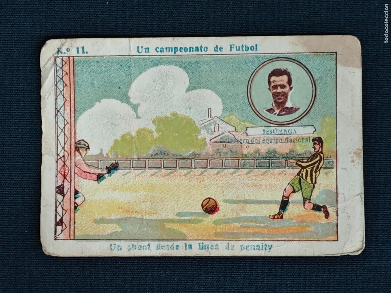 Figurine di Calcio: CROMO - UN CAMPEONATO DE FUTBOL - N&ordm; 11 - SESUMAGA - DELANTERO DEL EQUIPO NACIONAL - AMATLLER