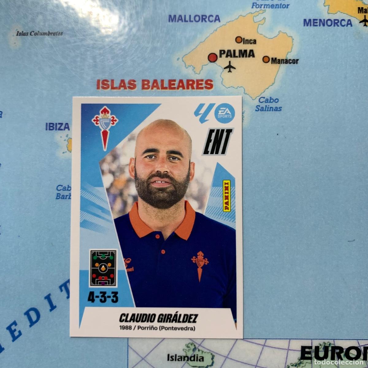 Fu&szlig;ball-Sticker: Claudio Giraldez entrenador n&uacute;mero 2 del Celta cromo liga este 25-26 2025-2026