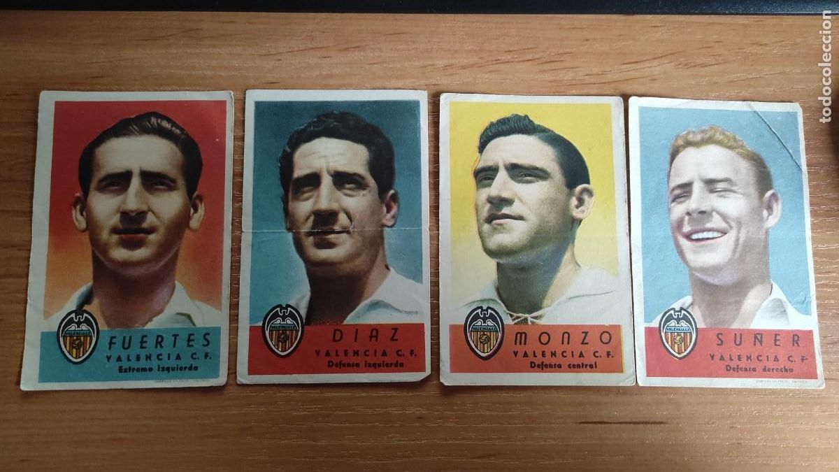 Cromos de Futebol: 4 cromos futbol grandes Cigarrillos Jos&eacute; L&oacute;pez Luis Tenerife 1953/54 Valencia