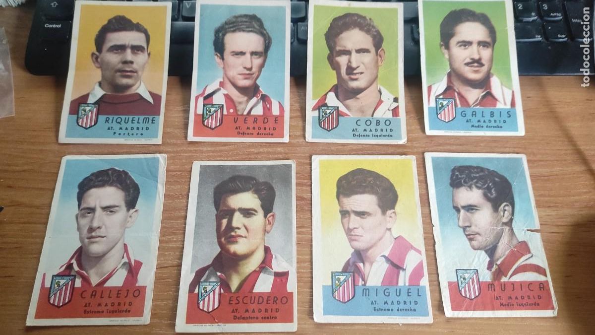 Football Stickers: 8 cromos futbol grandes Cigarrillos Jos&eacute; L&oacute;pez Luis Tenerife 1953/54 At. Madrid