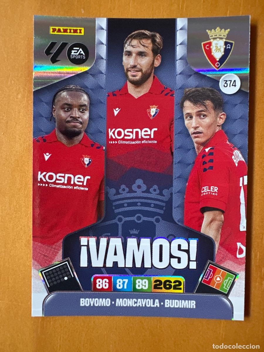 Cromos de f&uacute;tbol: 374 Boyomo Moncayola Budimir, CA Osasuna, &iexcl;VAMOS! Panini Adrenalyn XL La Liga 2025 2026 25 26