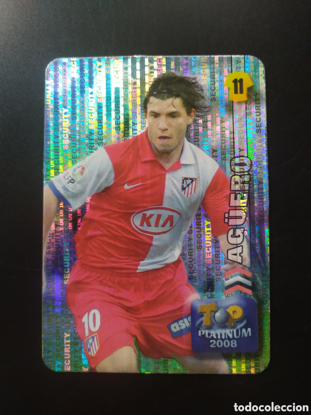 Cromos de f&uacute;tbol: Mundicromo fichas Liga 2008 07 08 Ag&uuml;ero top platinum brillo security n&deg; 752 Atl&eacute;tico Madrid