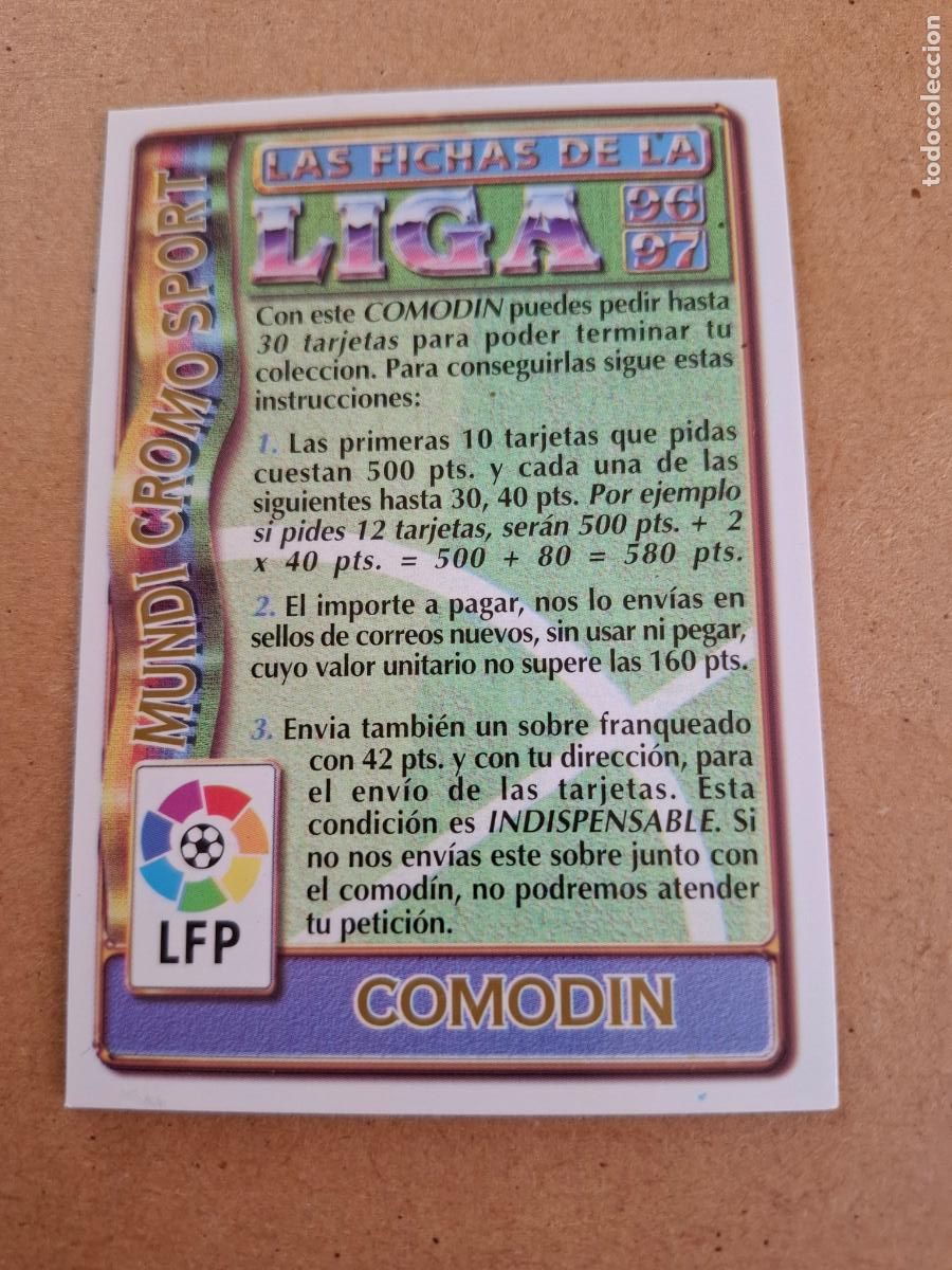 Cromos de F&uacute;tbol: MUNDICROMO 96 97 1996 1997 - COMODIN ( LETRAS GRANDES )
