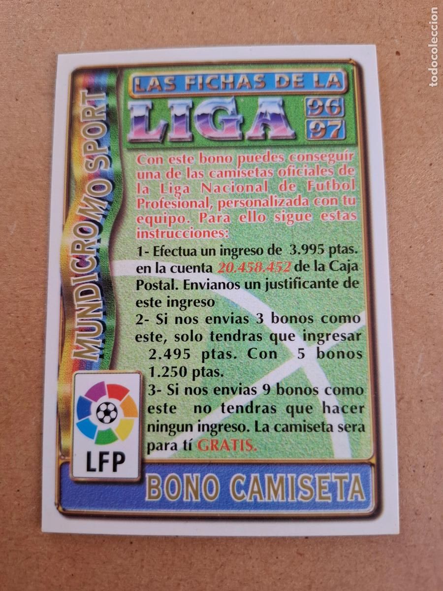 Cromos de f&uacute;tbol: MUNDICROMO 96 97 1996 1997 - BONO CAMISETA