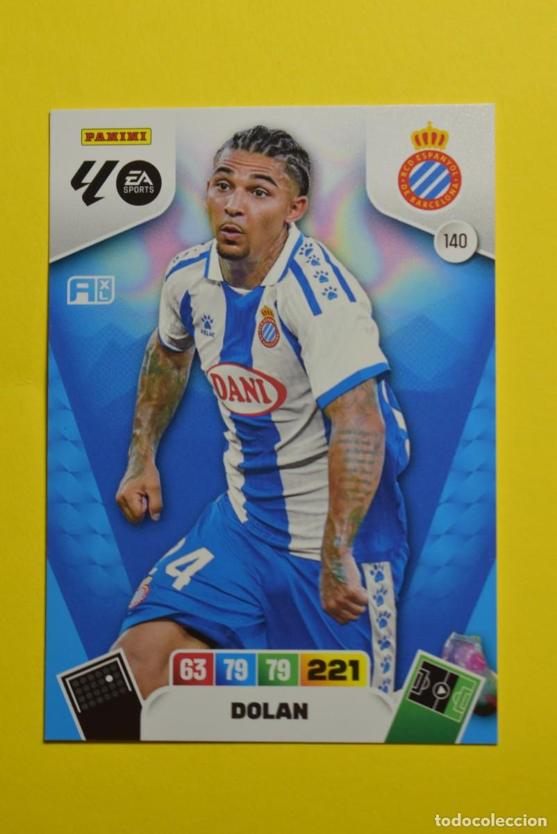 Fu&szlig;ball-Sticker: Cromo Adrenalyn XL. 2025 2026. 25 26. Dolan. Espanyol. N &ordm; 140. C&oacute;digo sin activar. Panini