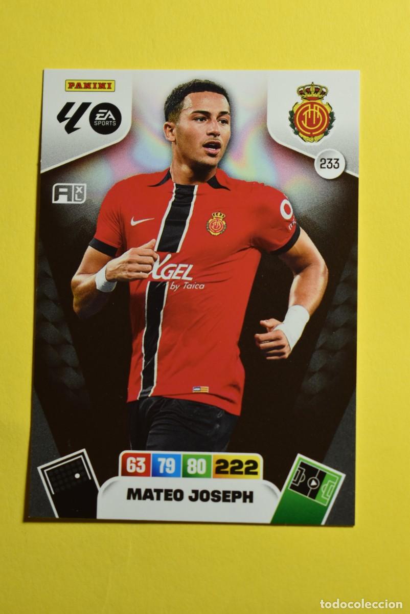 Fu&szlig;ball-Sticker: Cromo Adrenalyn XL. 2025 2026. 25 26. Mateo Joseph. Mallorca. N &ordm; 233. C&oacute;digo sin activar. Panini