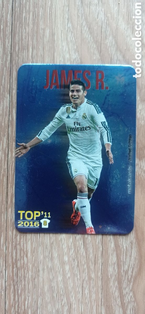 Cromos de F&uacute;tbol: REAL MADRID JAMES TOP 8 LISO LIMITED EDITION METALCARDS MUNDICROMO QUIZ LIGA 2015 2016