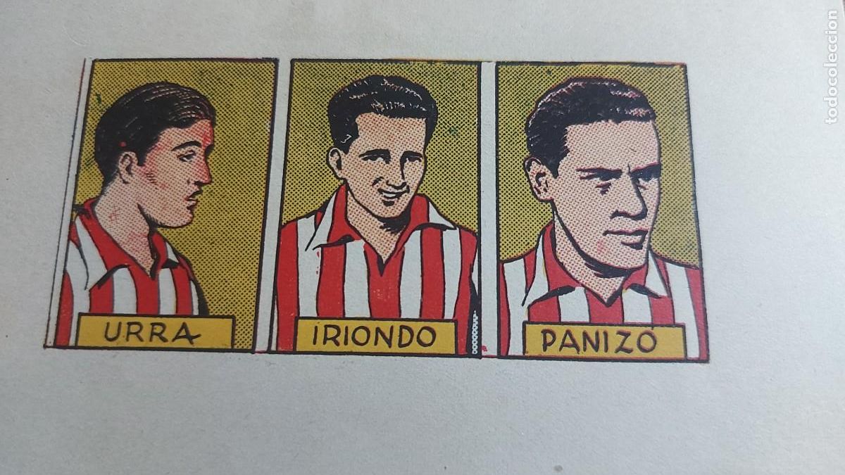 Cromos de F&uacute;tbol: URRA , IRIONDO Y PANIZO ( ATHLETIC CLUB DE BILBAO ) - Editorial Marco 1942 sin pegar y sin cortar