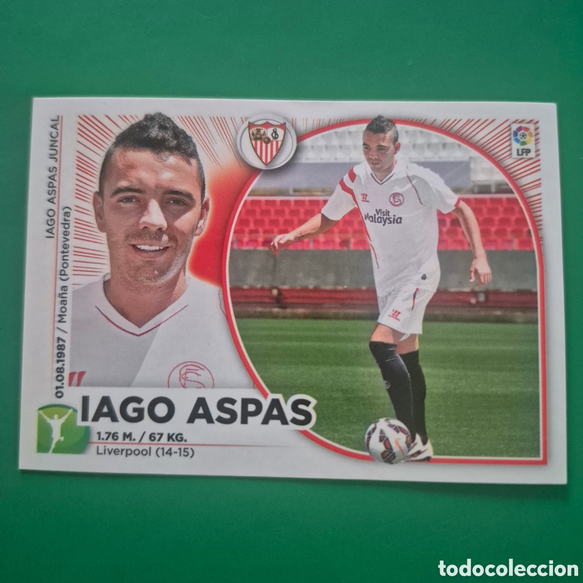 Cromos de f&uacute;tbol: IAGO ASPAS SEVILLA FICHAJE 22 LIGA ESTE 2014/15 14 15 NUNCA PEGADO SIN PEGAR