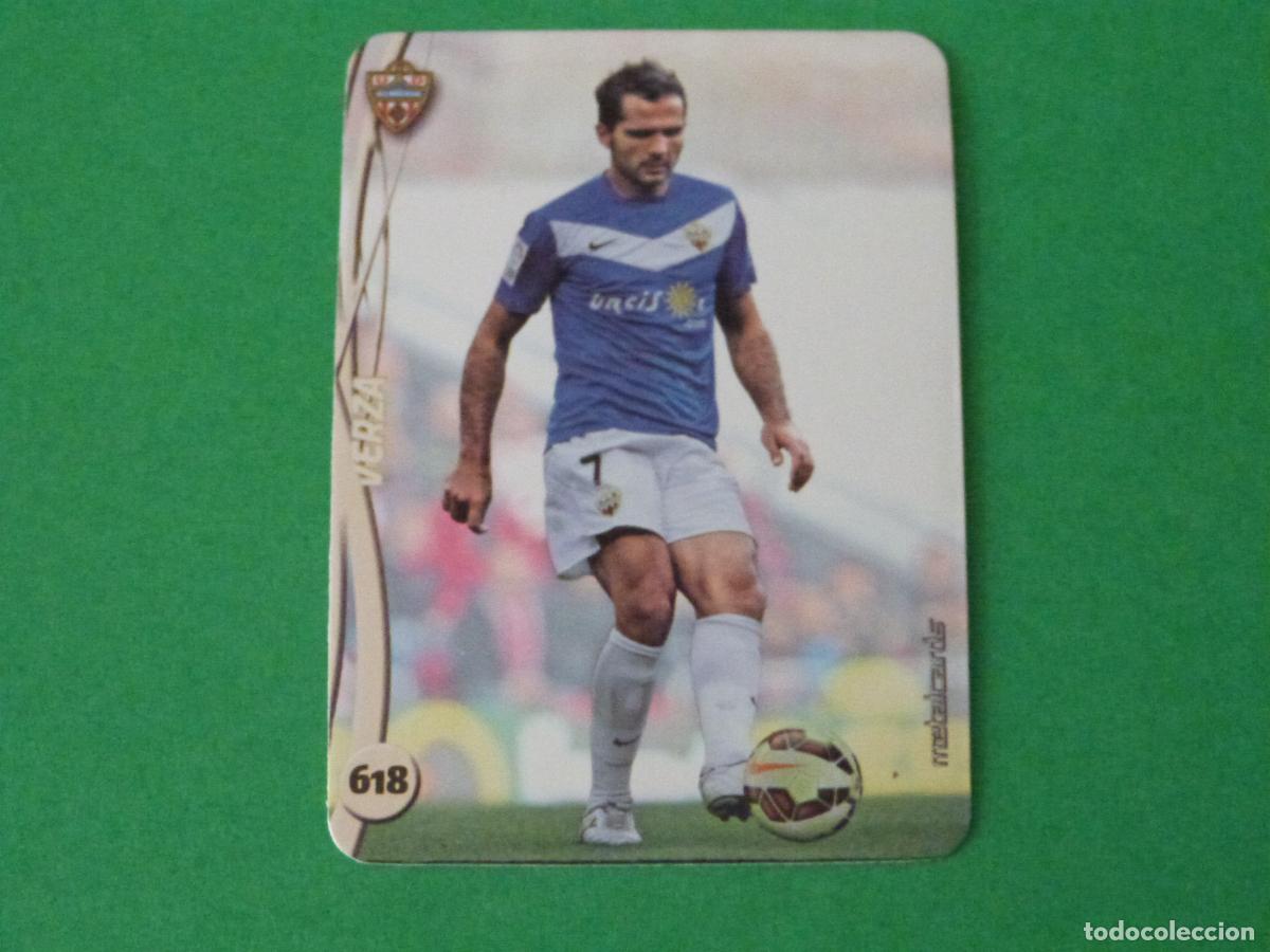 Cromos de f&uacute;tbol: TRADING CARD FUTBOL VERZA U.D. ALMERIA BRILLO LISO N&ordm; 618 FICHAS LIGA MUNDICROMO 2014-2015/14-15