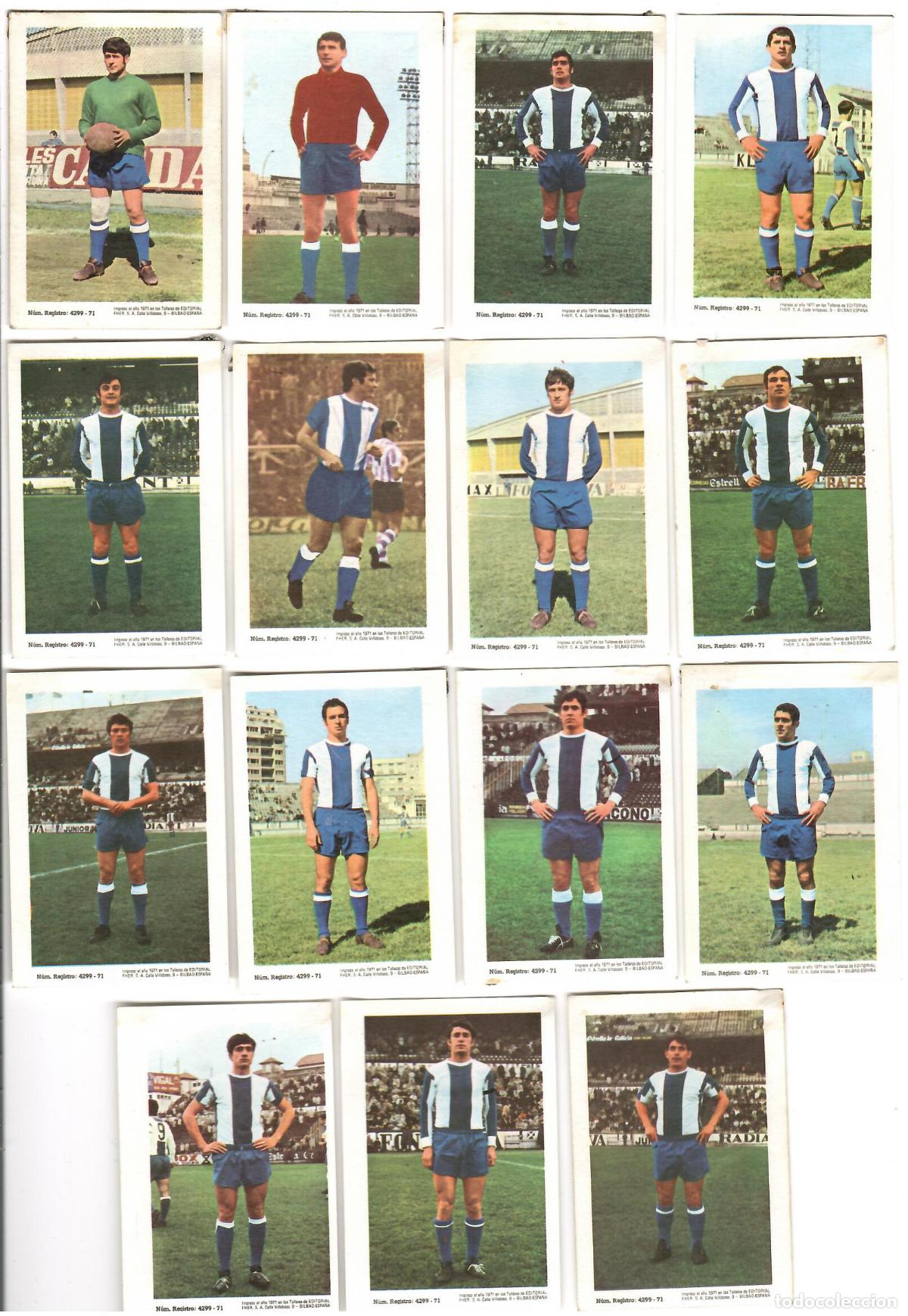 Fu&szlig;ball-Sticker: R.C.D. de La Coru&ntilde;a: Lote de 15 cromos del album de futbol 1971-72, FHER