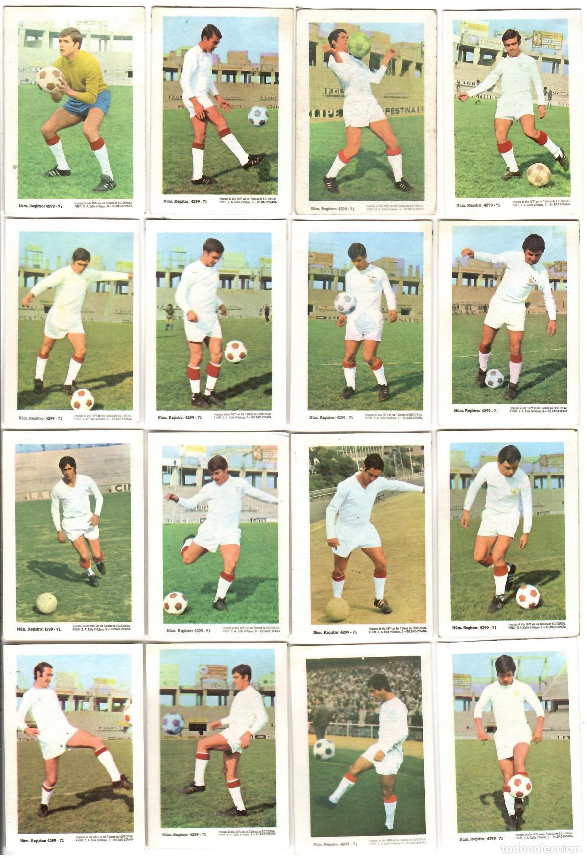 Fu&szlig;ball-Sticker: Sevilla C.F.: Lote de 16 cromos del album de futbol 1971-72, FHER (equipo completo)