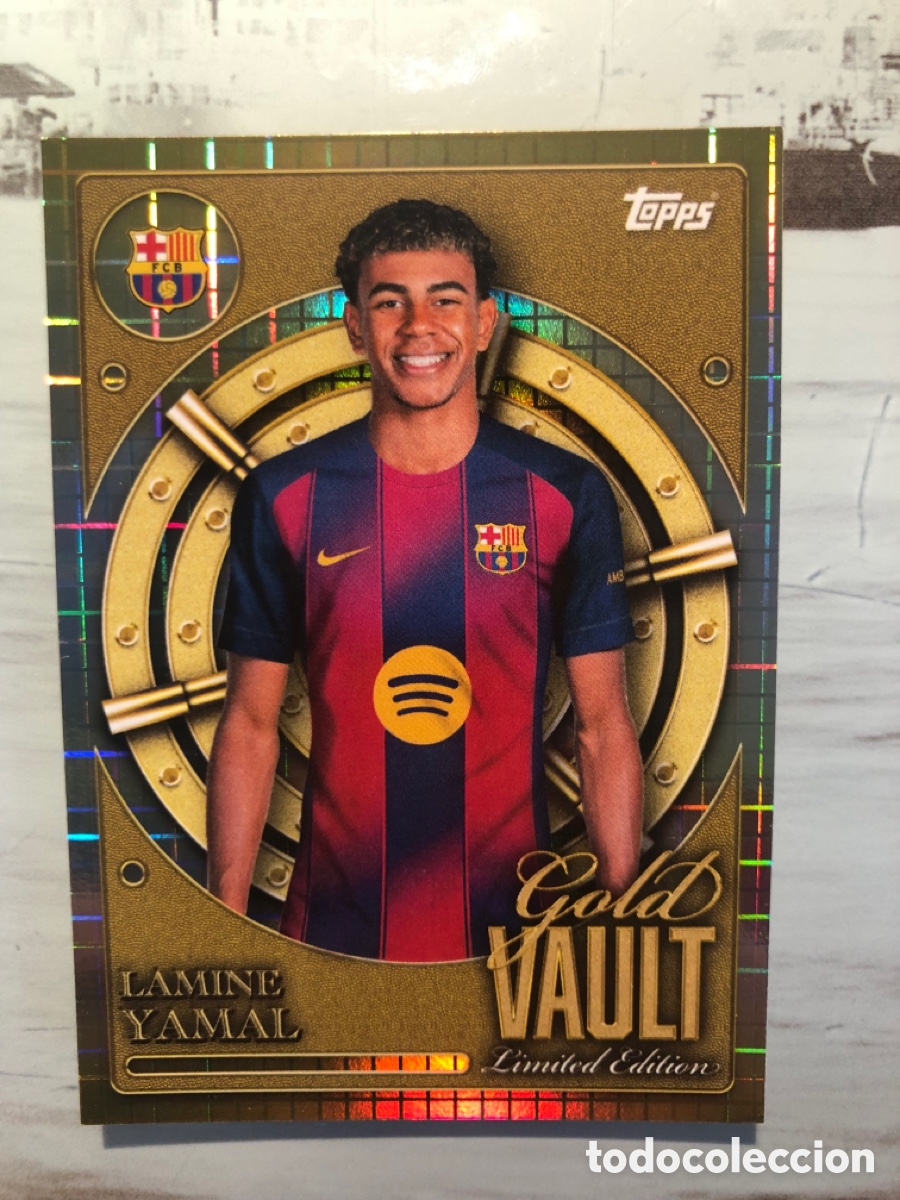 Cromos de F&uacute;tbol: Lamine Yamal Gold Vault GV5 l&iacute;mites edition tin colector topps