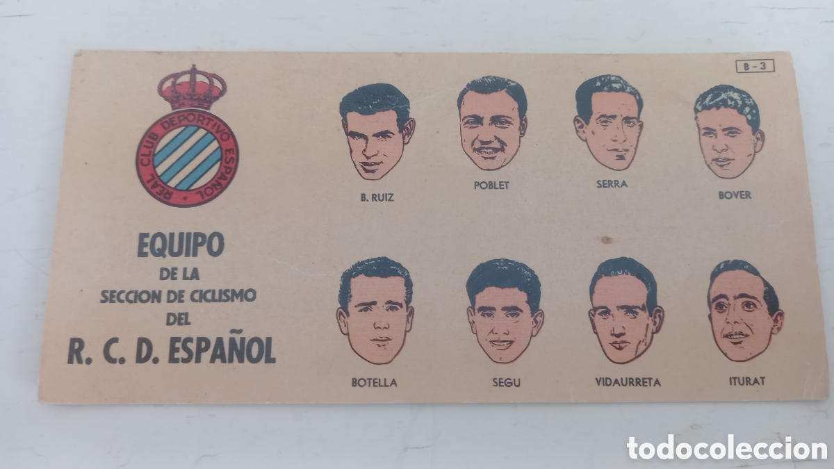 Cromos de F&uacute;tbol: RCD ESPA&Ntilde;OL. Equipo Seccion Ciclismo. Chocolates BATANGA