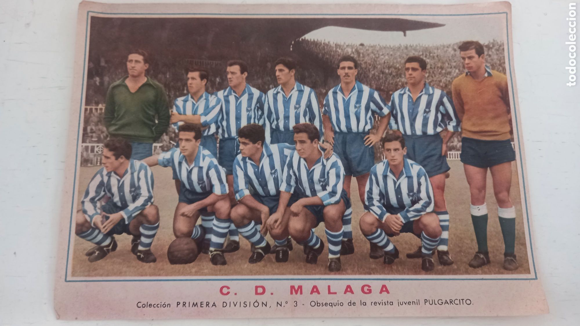 Cromos de F&uacute;tbol: C.D. MALAGA. Cromo formato 24 x 17 ctms. Obsequio PULGARCITO. a&ntilde;os 40s