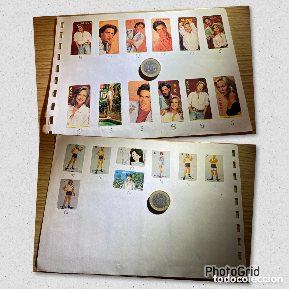Football Stickers: L&aacute;mina de antiguos cromos / pegatinas chicles. MELROSE PLACE(1992) + serie desconocida futbol?(1991)