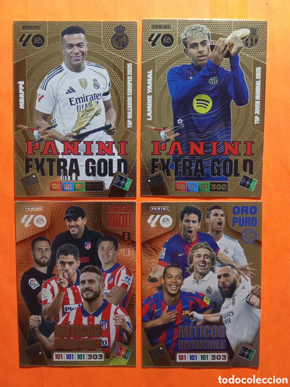 Cromos de Futebol: LOTE EXTRA GOLD LAMINE YAMAL MBAPPE MITICOS INVENCIBLE ATLETI Y ORO PUERO ADRENALYN 25-26