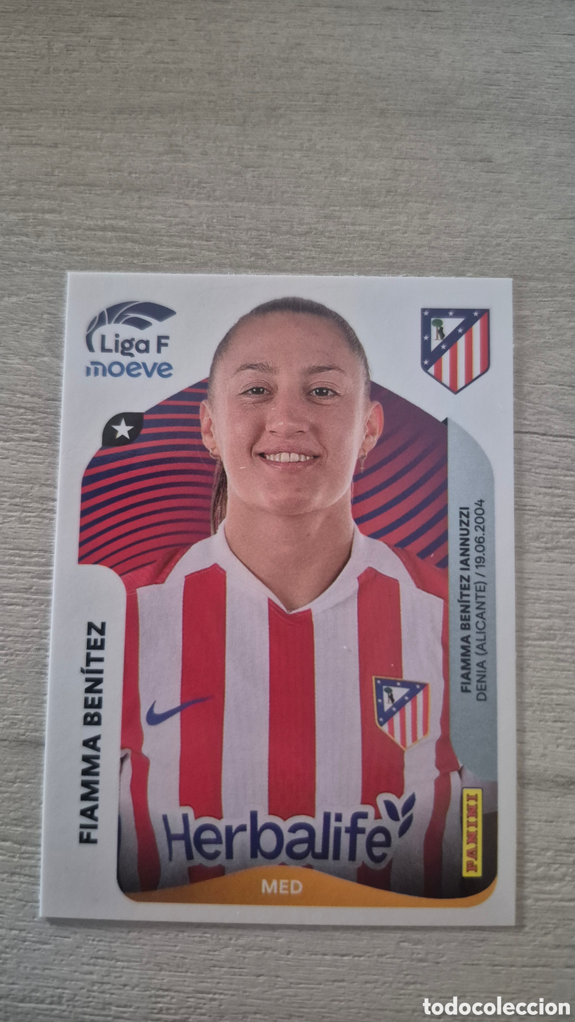 Cromos de F&uacute;tbol: N&deg;55 Atl&eacute;tico Madrid Fiamma Ben&iacute;tez Liga Femenina 25/26