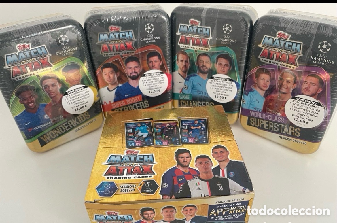 Figurine di Calcio: Lote 4 latas + 1 caja Match Attax UCL 2019-20