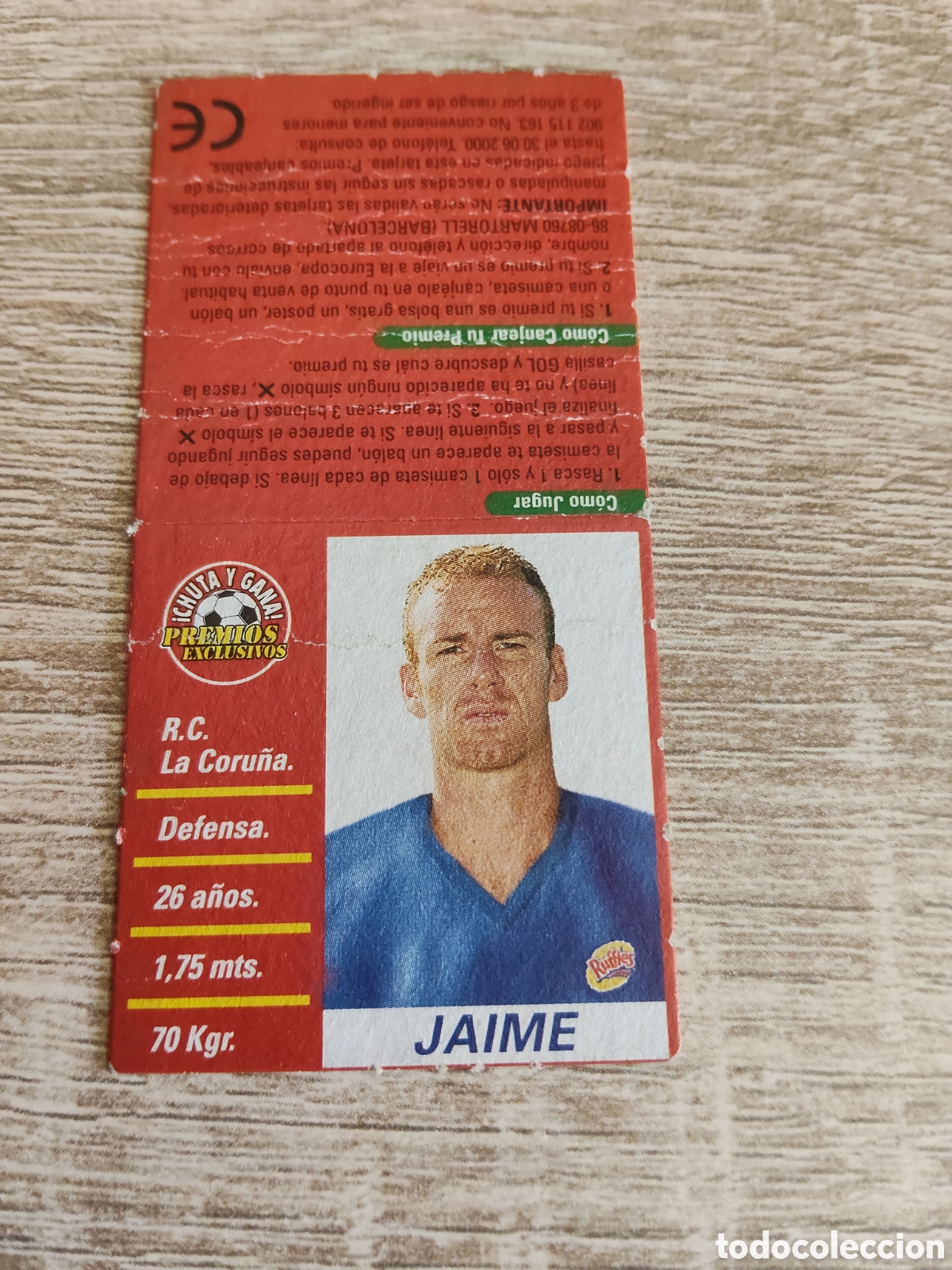 Football Stickers: Rasca y gana Lays a&ntilde;o 2000 Jaime Deportivo de la Coru&ntilde;a