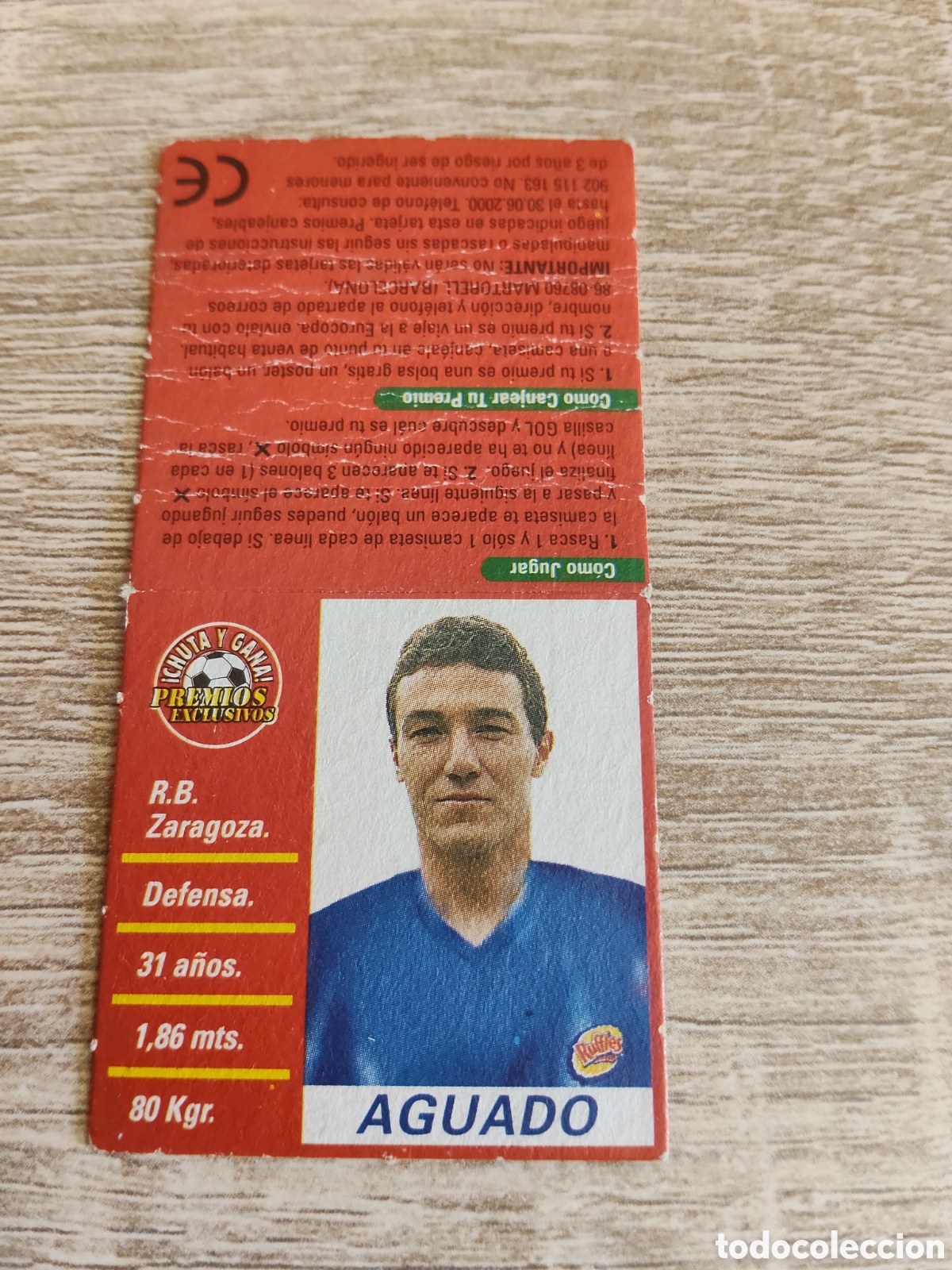 Cromos de F&uacute;tbol: Rasca y gana Lays a&ntilde;o 2000 Aguado Real Zaragoza