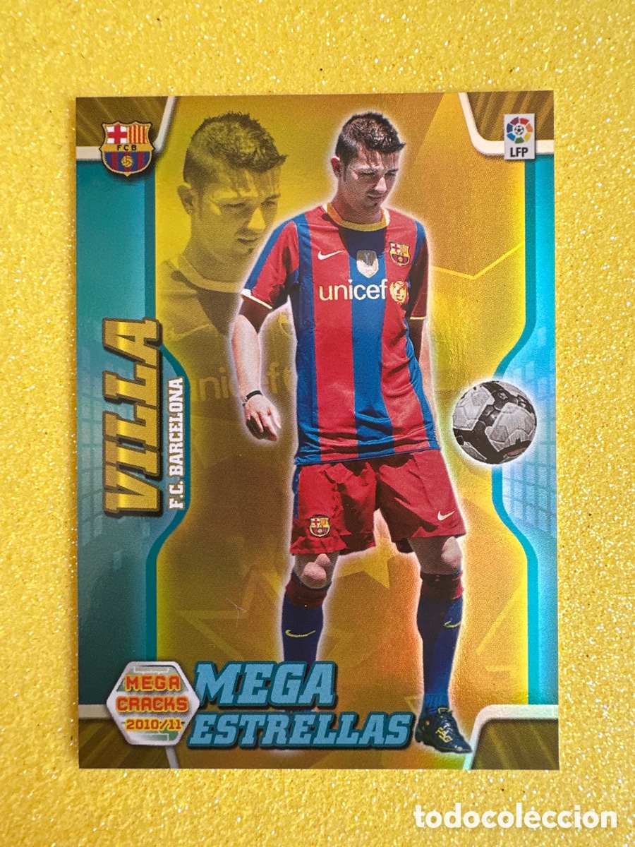 Fu&szlig;ball-Sticker: 395 VILLA (F.C.BARCELONA) MEGAESTRELLAS MEGACRACKS 2010-2011 10 11 TRADING CARD