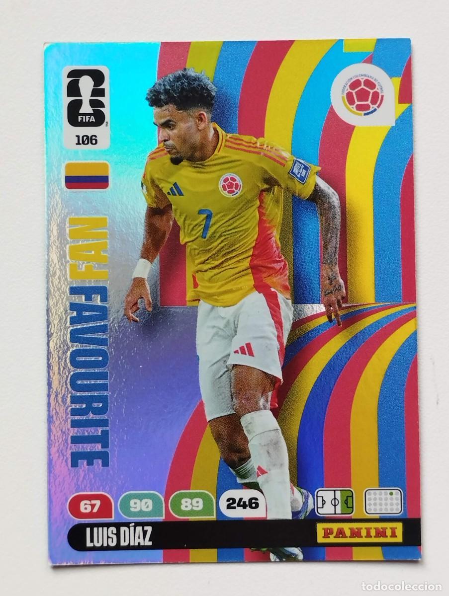 Figurine di Calcio: CROMO CARD ADRENALYN MUNDIAL WORLD CUP 2026 FAN FAVOURITE 106 LUIS DIAZ COLOMBIA