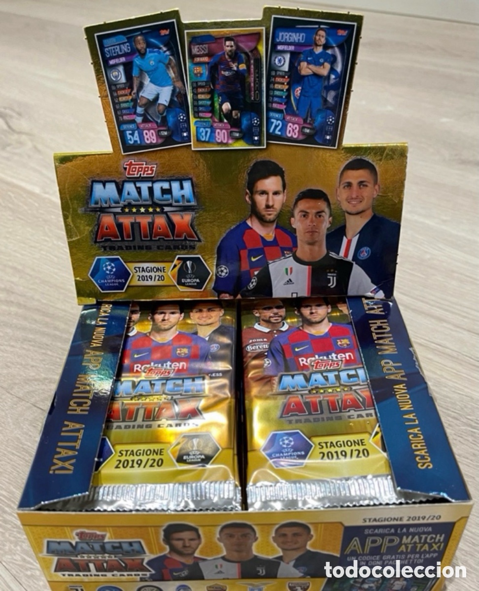 Cromos de F&uacute;tbol: Caja Topps Match Attax 2019-20 2019 2020 Messi Cristiano Mbappe
