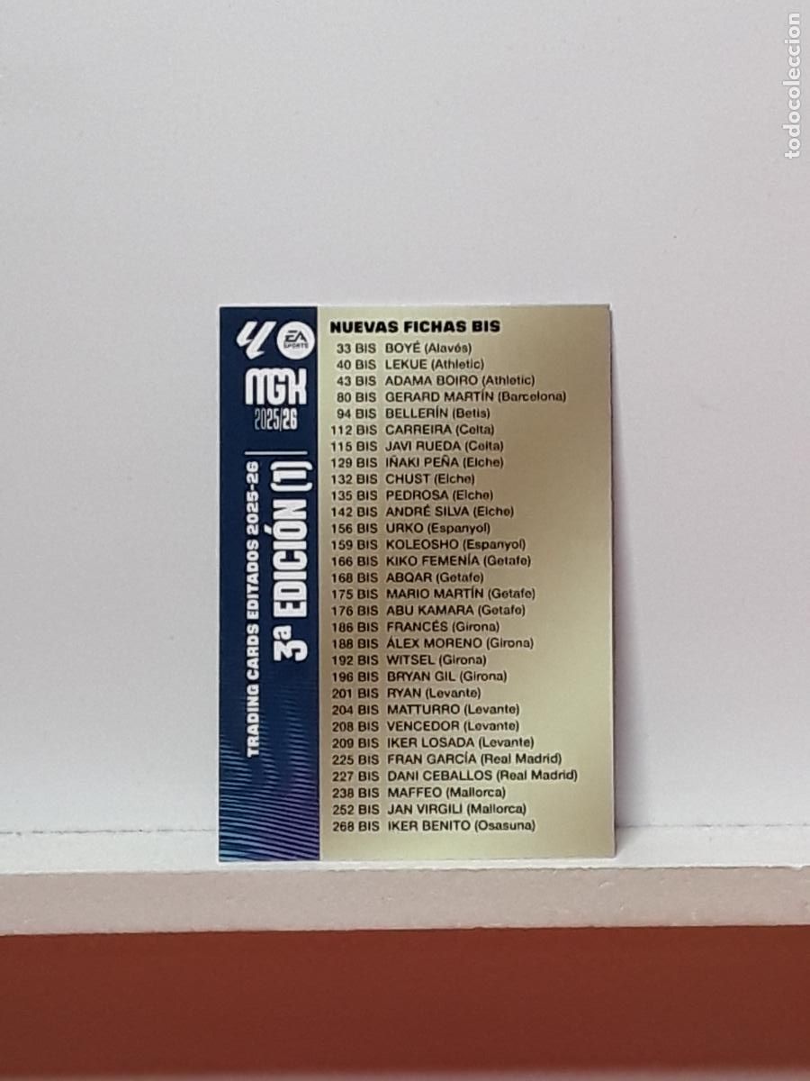 Cromos de F&uacute;tbol: MEGACRACKS 2025 2026 MGK 25 26 ALBUM PANINI LIGA N 3 1 EDICION TERCERA TRADING CARD INDICE