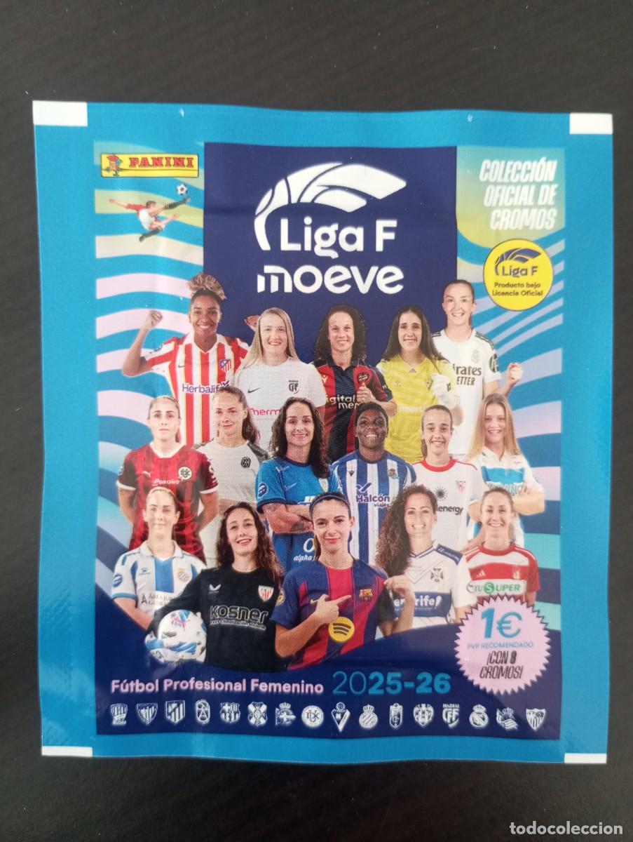 Cromos de f&uacute;tbol: SOBRE CROMOS STICKER SIN ABRIR LIGA F MOEVE 2025 2026 25 26 FEMENINA 8 CROMOS PANINI
