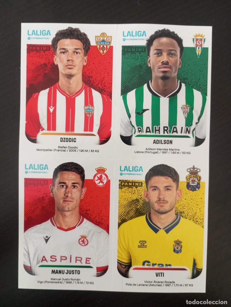 Cromos de f&uacute;tbol: 4 CROMOS LIGA HYPERMOTION 2025 2026 25 26 JUGON DZODIC ADILSON JUSTO VITI ALMERIA CORDOBA PALMAS