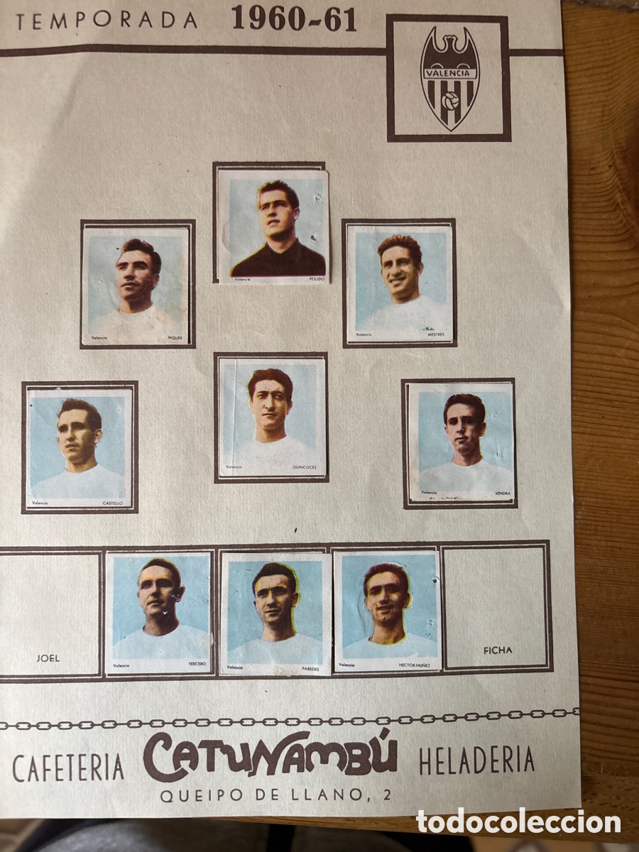 Figurine di Calcio: Equipo Valencia club de f&uacute;tbol Catunambu 1960 61. Incompleto