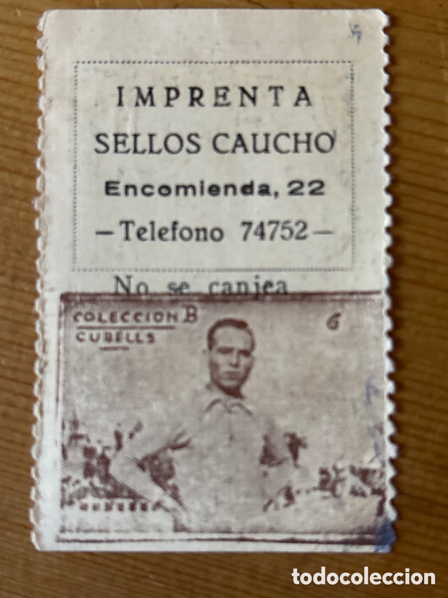Cromos de F&uacute;tbol: Cromo de f&uacute;tbol, cup&oacute;n de trabajadores ciegos Cubells Valencia, club de f&uacute;tbol 1933