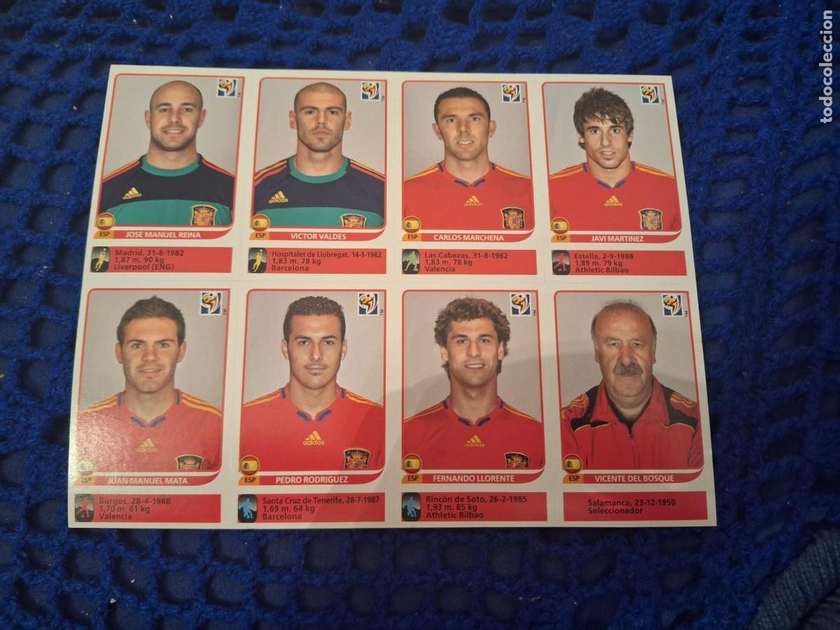 Cromos de Futebol: DIFICIL LAMINA extra STICKER SUD&Aacute;FRICA SELECCION ESPA&Ntilde;OLA PANINI JUGON DEL BOSQUE PEDRO MATA reina