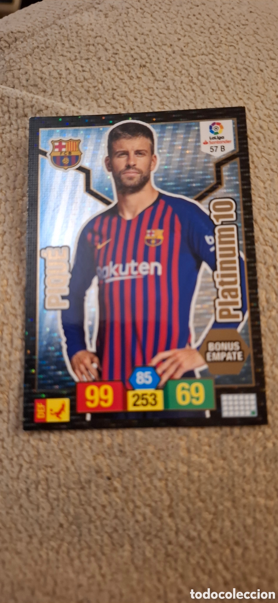 Cromos de F&uacute;tbol: 57 B PIQUE PLATINUM 10 BONUS EMPATE DEL FC BARCELONA 18 19 ADRENALYN XL 2018 2019 PANINI