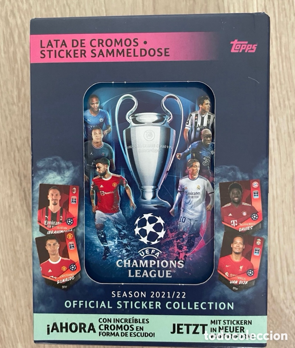 Cromos de Futebol: Lata 90 + 4 cromos dorados Topps UCL 2021-22 2021 2022
