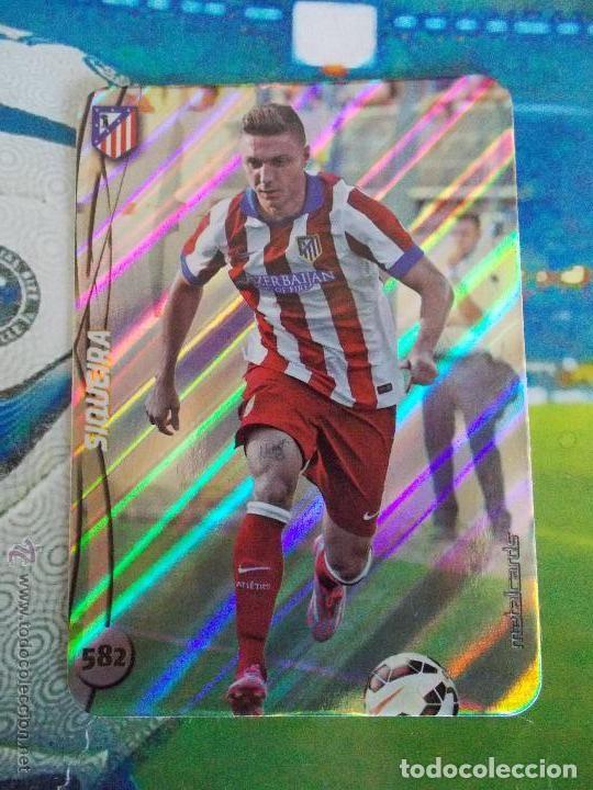 Football Stickers: 582 SIQUEIRA AT.MADRID METALCARDS TOP RAYAS CROMOS MUNDICROMO QUIZ GAME LIGA FUTBOL 2014 2015 14 15