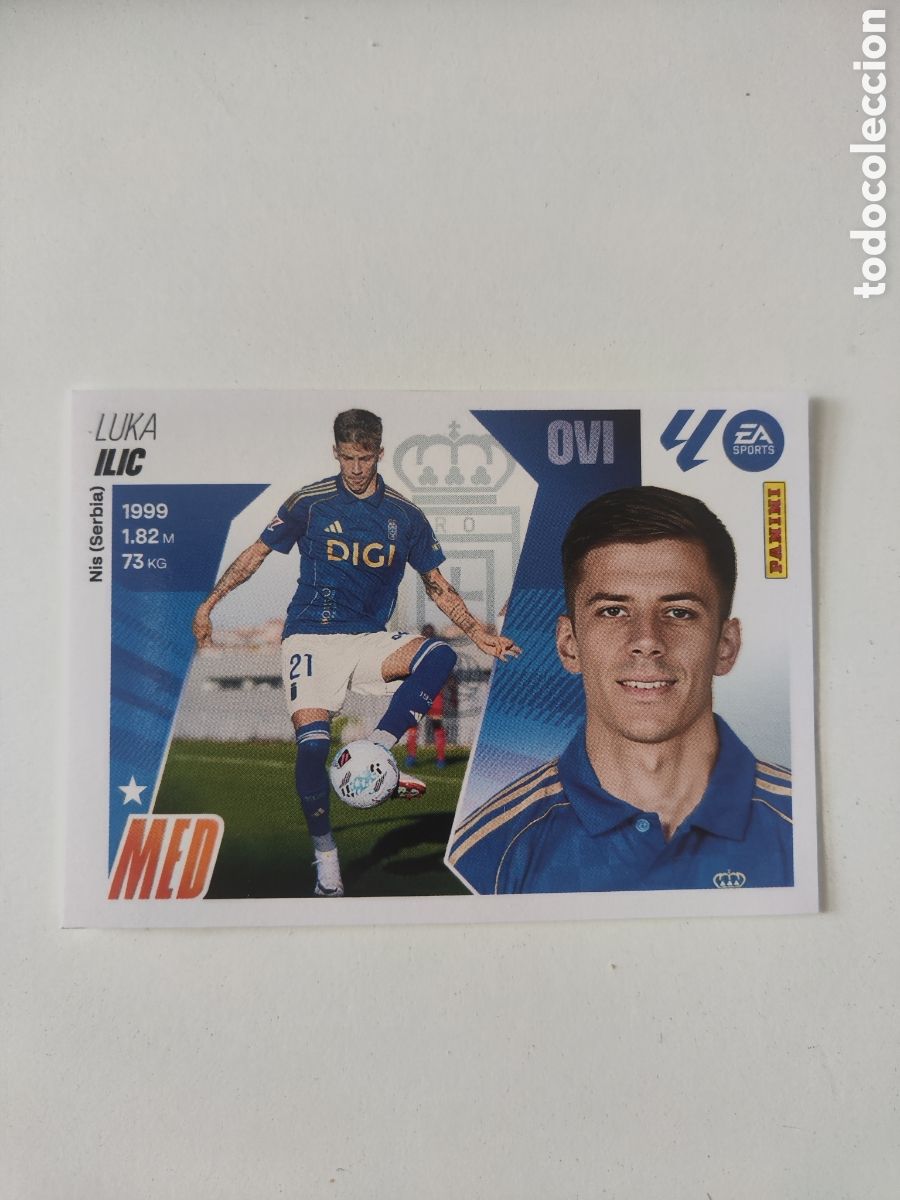 Fu&szlig;ball-Sticker: Este 25 26 sin pegar Oviedo 15 Ilic error sin escudo en el anverso