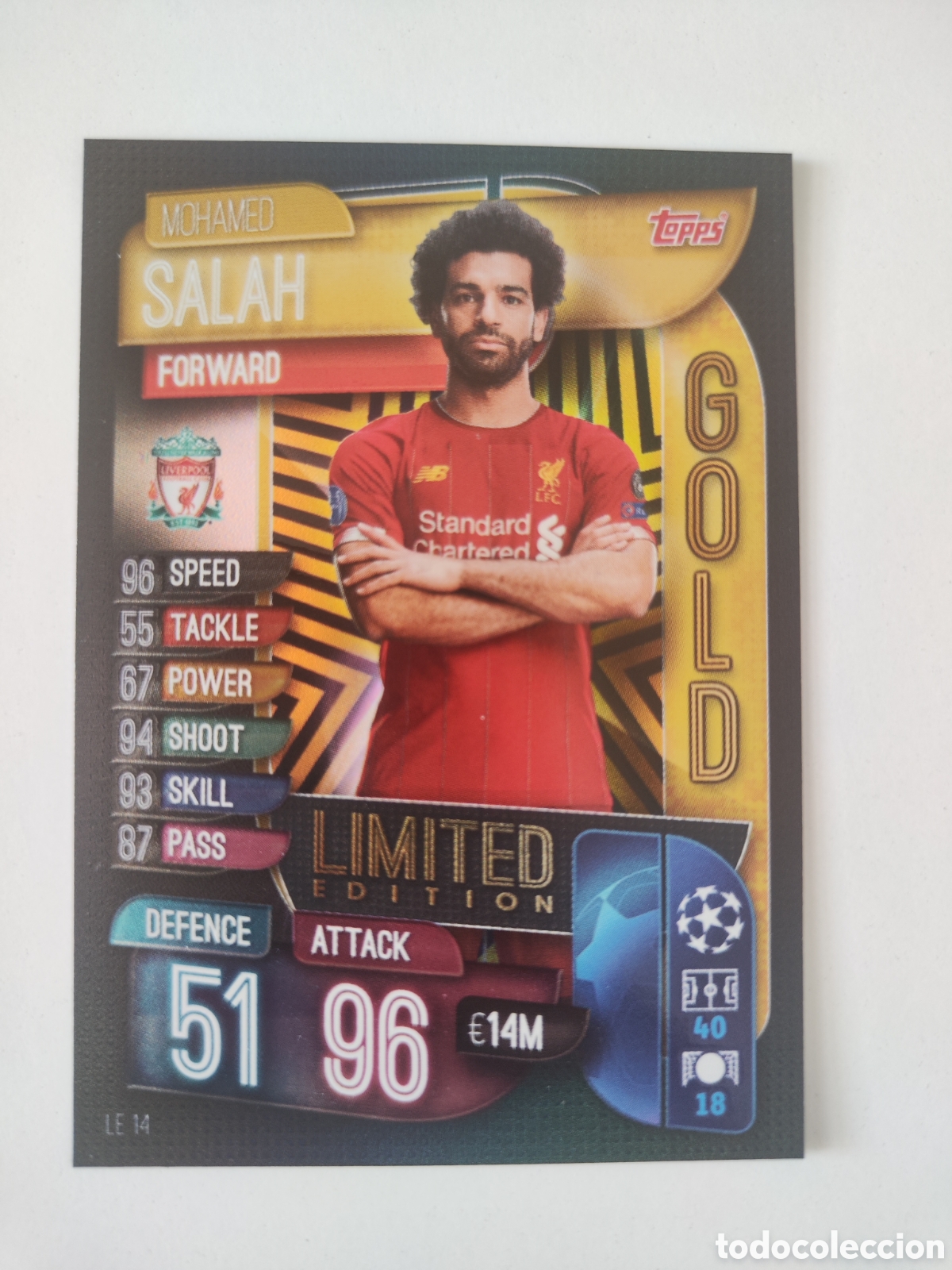 Figurine di Calcio: Match attax 19 20 Liverpool Salah Gold limited edition LE14